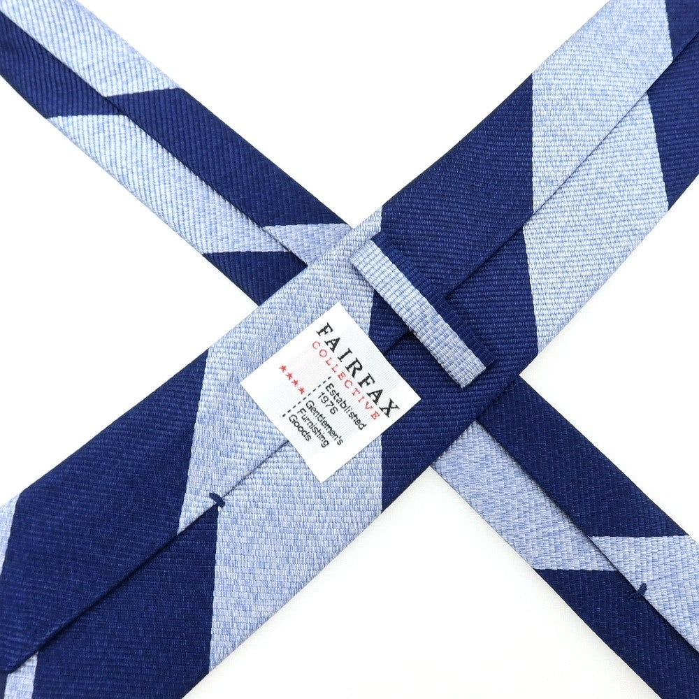 【中古】フェアファクス FAIRFAX シルク レップ ストライプ柄ネクタイ ネイビーxライトブルー【 状態ランクB 】【 メンズ 】