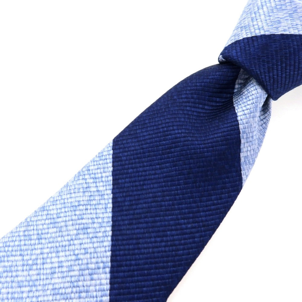 【中古】フェアファクス FAIRFAX シルク レップ ストライプ柄ネクタイ ネイビーxライトブルー【 状態ランクB 】【 メンズ 】