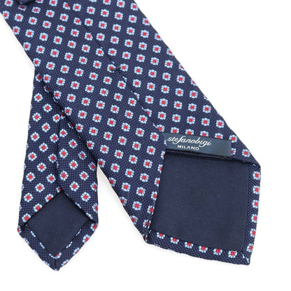【中古】ステファノ ビジ stefano bigi シルク 小紋柄ネクタイ ネイビーxレッド【 状態ランクB 】【 メンズ 】