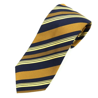 【中古】フランコバッシ FRANCO BASSI GOLDEN 80’s シルク ストライプ柄ネクタイ ネイビーxキャメル【 状態ランクB 】【 メンズ 】