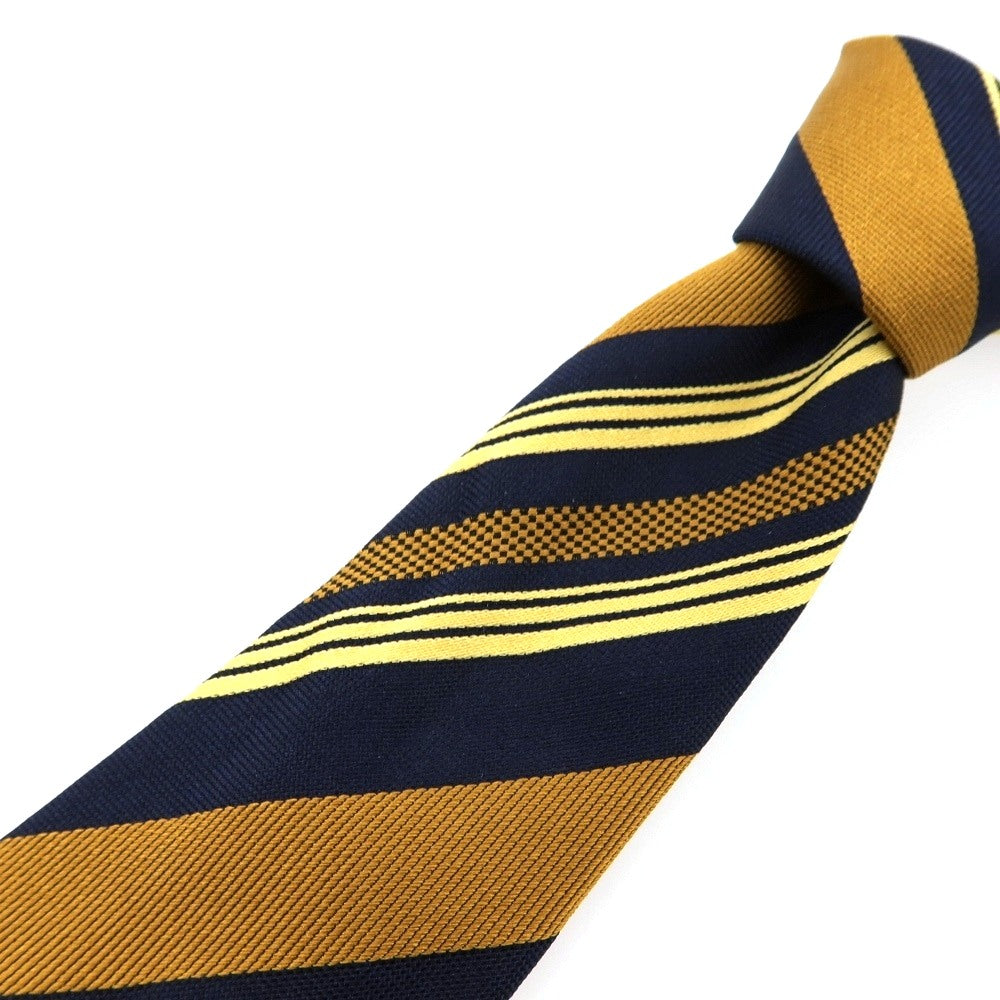 【中古】フランコバッシ FRANCO BASSI GOLDEN 80’s シルク ストライプ柄ネクタイ ネイビーxキャメル【 状態ランクB 】【 メンズ 】