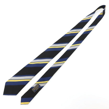 【中古】フランコバッシ FRANCO BASSI GOLDEN 80’s シルク ストライプ柄ネクタイ ブラックxダークブルー【 状態ランクB 】【 メンズ 】