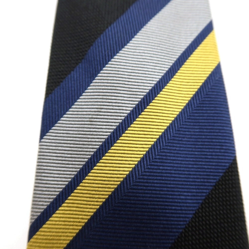 【中古】フランコバッシ FRANCO BASSI GOLDEN 80’s シルク ストライプ柄ネクタイ ブラックxダークブルー【 状態ランクB 】【 メンズ 】