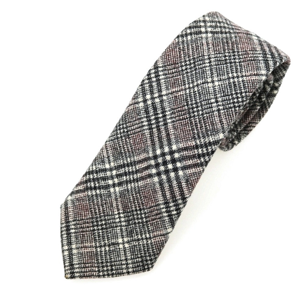 【中古】フランコバッシ FRANCO BASSI ウール チェック柄ネクタイ ブラックxボルドー【 状態ランクB 】【 メンズ 】