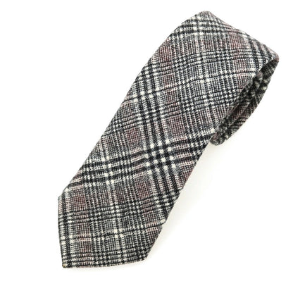【中古】フランコバッシ FRANCO BASSI ウール チェック柄ネクタイ ブラックxボルドー【 状態ランクB 】【 メンズ 】