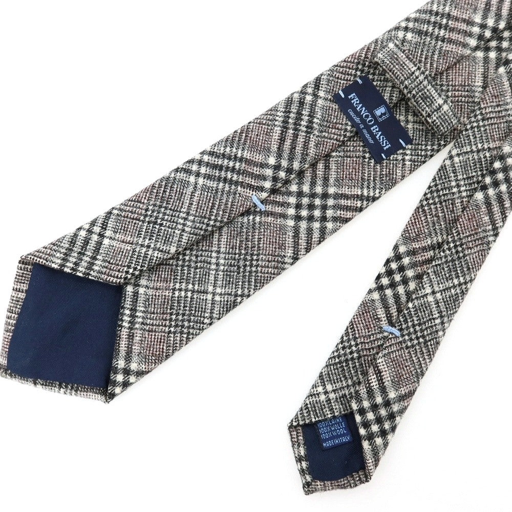 【中古】フランコバッシ FRANCO BASSI ウール チェック柄ネクタイ ブラックxボルドー【 状態ランクB 】【 メンズ 】