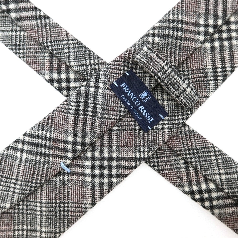 【中古】フランコバッシ FRANCO BASSI ウール チェック柄ネクタイ ブラックxボルドー【 状態ランクB 】【 メンズ 】