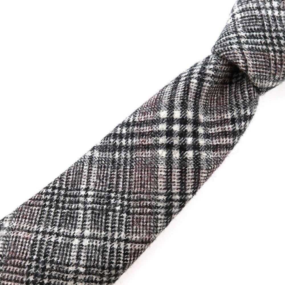 【中古】フランコバッシ FRANCO BASSI ウール チェック柄ネクタイ ブラックxボルドー【 状態ランクB 】【 メンズ 】