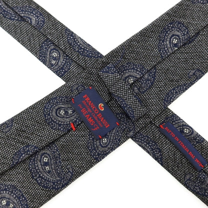 【中古】フランコバッシ FRANCO BASSI シルクコットン ペイズリー柄ネクタイ グレーxネイビー【 状態ランクB 】【 メンズ 】