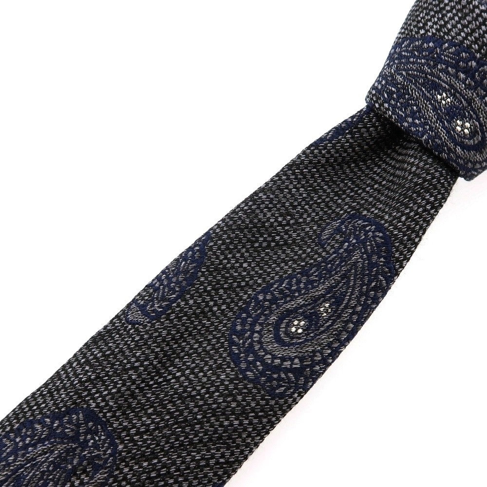 【中古】フランコバッシ FRANCO BASSI シルクコットン ペイズリー柄ネクタイ グレーxネイビー【 状態ランクB 】【 メンズ 】