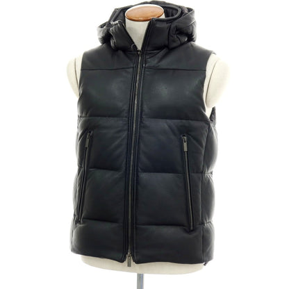 【中古】ジョゼフオム JOSEPH HOMME ゴートレザー スタンドカラー ダブルジップ ダウンベスト ブラック【サイズ46】【 状態ランクA 】【 メンズ 】