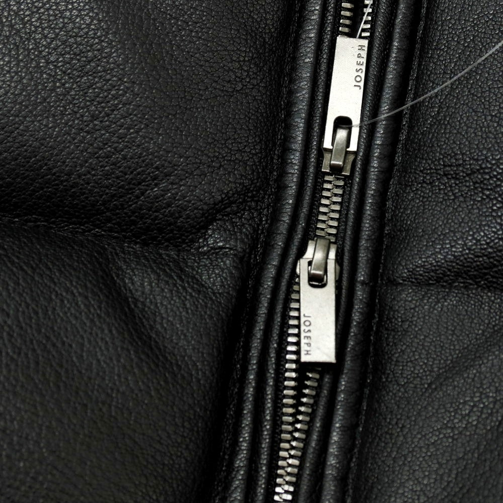 【中古】ジョゼフオム JOSEPH HOMME ゴートレザー スタンドカラー ダブルジップ ダウンベスト ブラック【サイズ46】【 状態ランクA 】【 メンズ 】