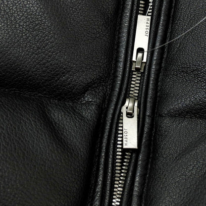 【中古】ジョゼフオム JOSEPH HOMME ゴートレザー スタンドカラー ダブルジップ ダウンベスト ブラック【サイズ46】【 状態ランクA 】【 メンズ 】