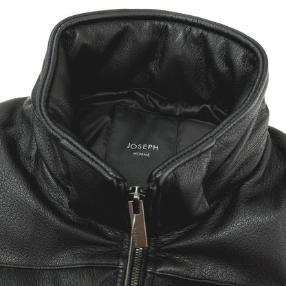 【中古】ジョゼフオム JOSEPH HOMME ゴートレザー スタンドカラー ダブルジップ ダウンベスト ブラック【サイズ46】【 状態ランクA 】【 メンズ 】