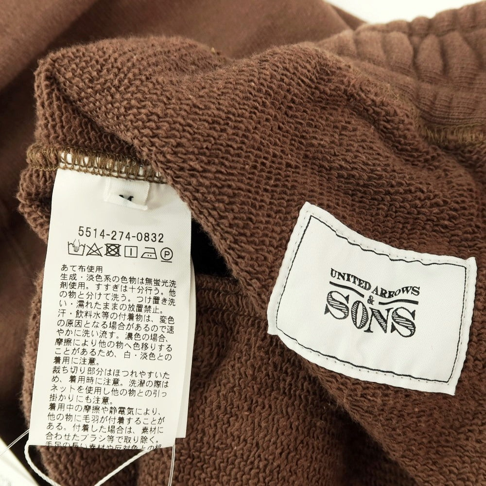 【中古】【未使用】ユナイテッドアローズ アンド サンズ UNITED ARROWS &amp; SONS コットン スウェットパンツ ブラウン【サイズM】【 状態ランクS 】【 メンズ 】