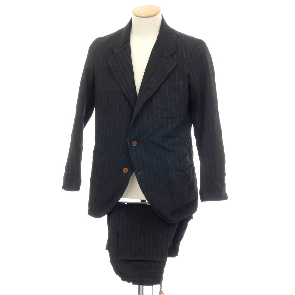 【中古】コムデギャルソン オムドゥ COMME des GARCONS HOMME DEUX 2017年秋冬 ピンストライプ 3つボタンスーツ セットアップ ブラックxホワイト【サイズS/S】【 状態ランクB 】【 メンズ 】