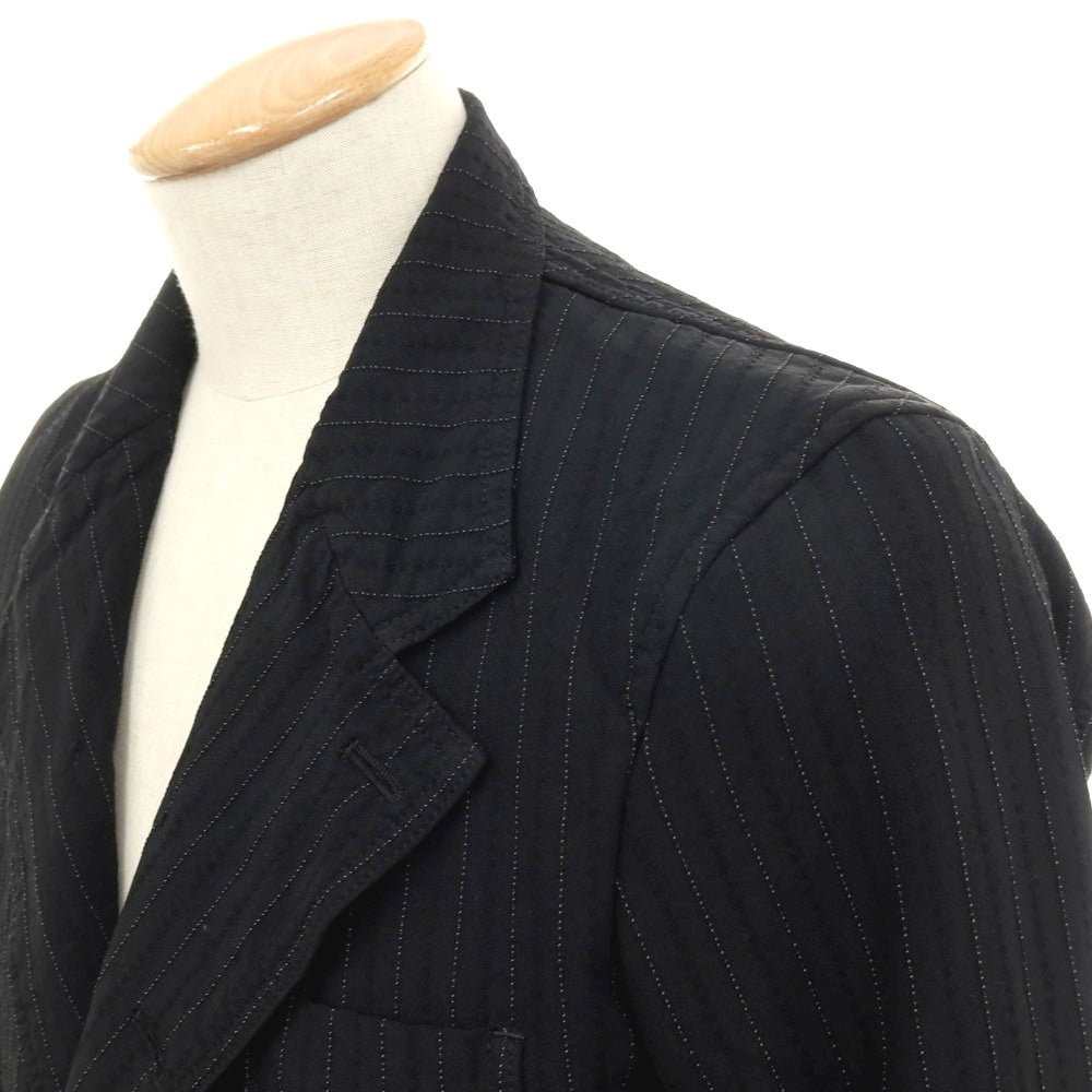 【中古】コムデギャルソン オムドゥ COMME des GARCONS HOMME DEUX 2017年秋冬 ピンストライプ 3つボタンスーツ セットアップ ブラックxホワイト【サイズS/S】【 状態ランクB 】【 メンズ 】