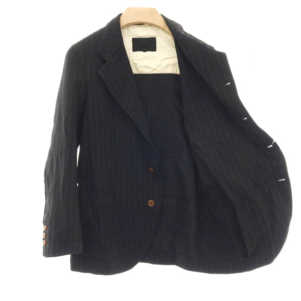 【中古】コムデギャルソン オムドゥ COMME des GARCONS HOMME DEUX 2017年秋冬 ピンストライプ 3つボタンスーツ セットアップ ブラックxホワイト【 S/S 】【 状態ランクB 】【 メンズ 】 []