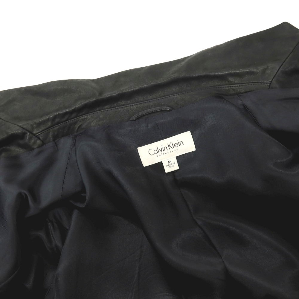 【中古】カルバンクライン Calvin Klein ゴート レザー 2B カジュアルジャケット ブラック【 M 】【 状態ランクC 】【 メンズ 】 []