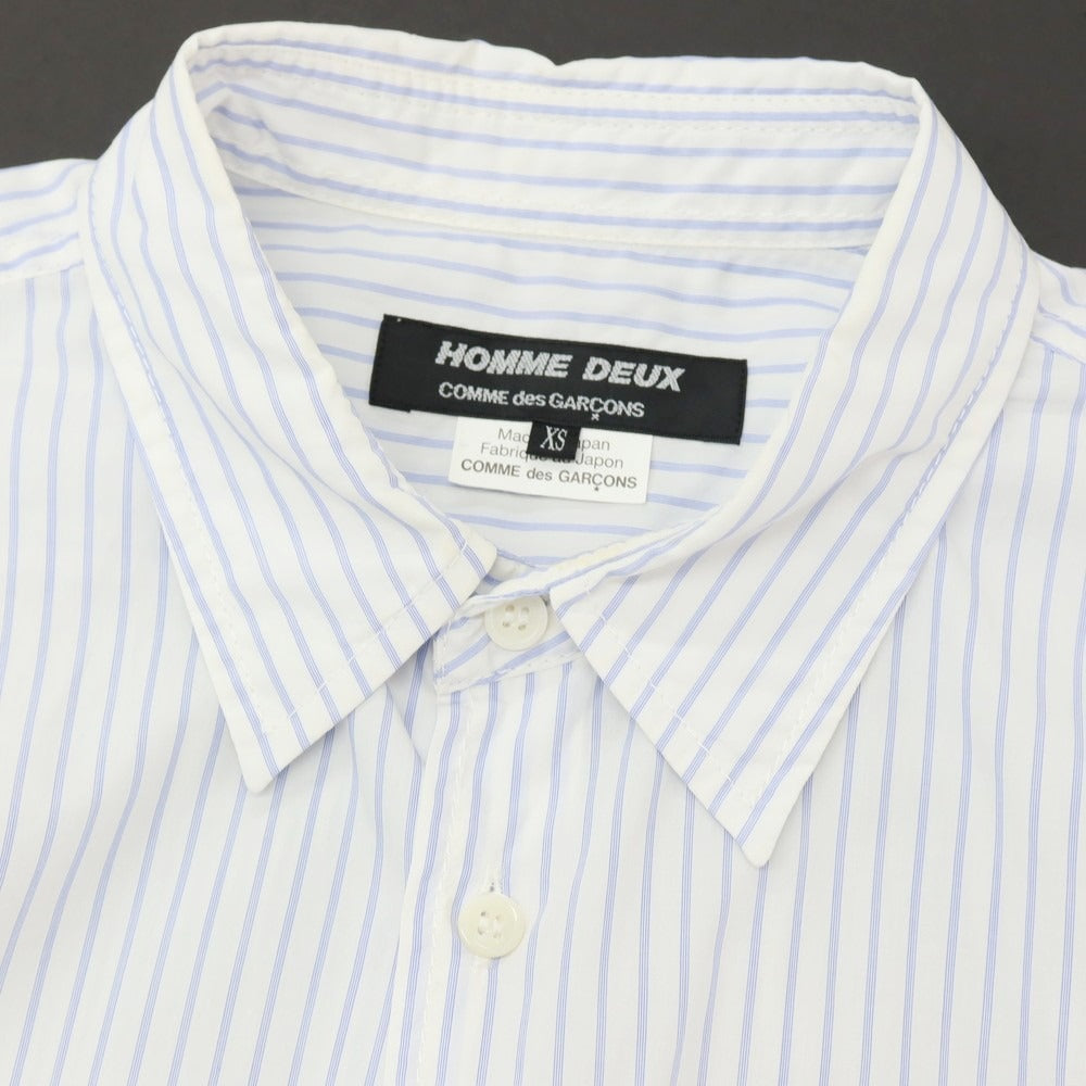 【中古】コムデギャルソン オムドゥ COMME des GARCONS HOMME DEUX 2019年春夏 コットン ストライプ レギュラーカラー カジュアルシャツ ホワイトxブルー【サイズXS】【 状態ランクD 】【 メンズ 】