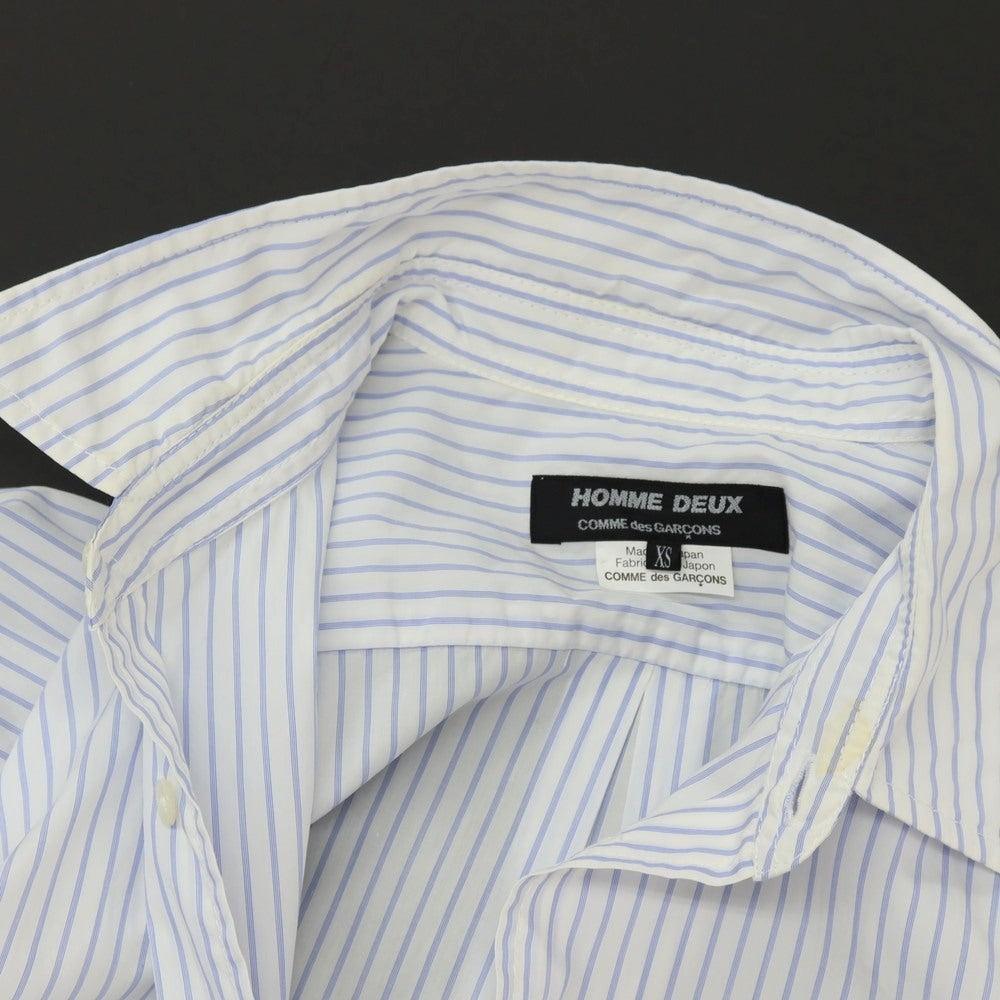 【中古】コムデギャルソン オムドゥ COMME des GARCONS HOMME DEUX 2019年春夏 コットン ストライプ レギュラーカラー カジュアルシャツ ホワイトxブルー【サイズXS】【 状態ランクD 】【 メンズ 】