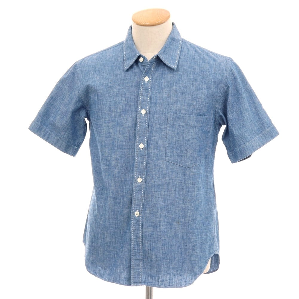 【中古】コムデギャルソン オムドゥ COMME des GARCONS HOMME DEUX 2015年春夏 コットン シャンブレー レギュラーカラー 半袖シャツ ブルー【サイズXS】【 状態ランクC 】【 メンズ 】