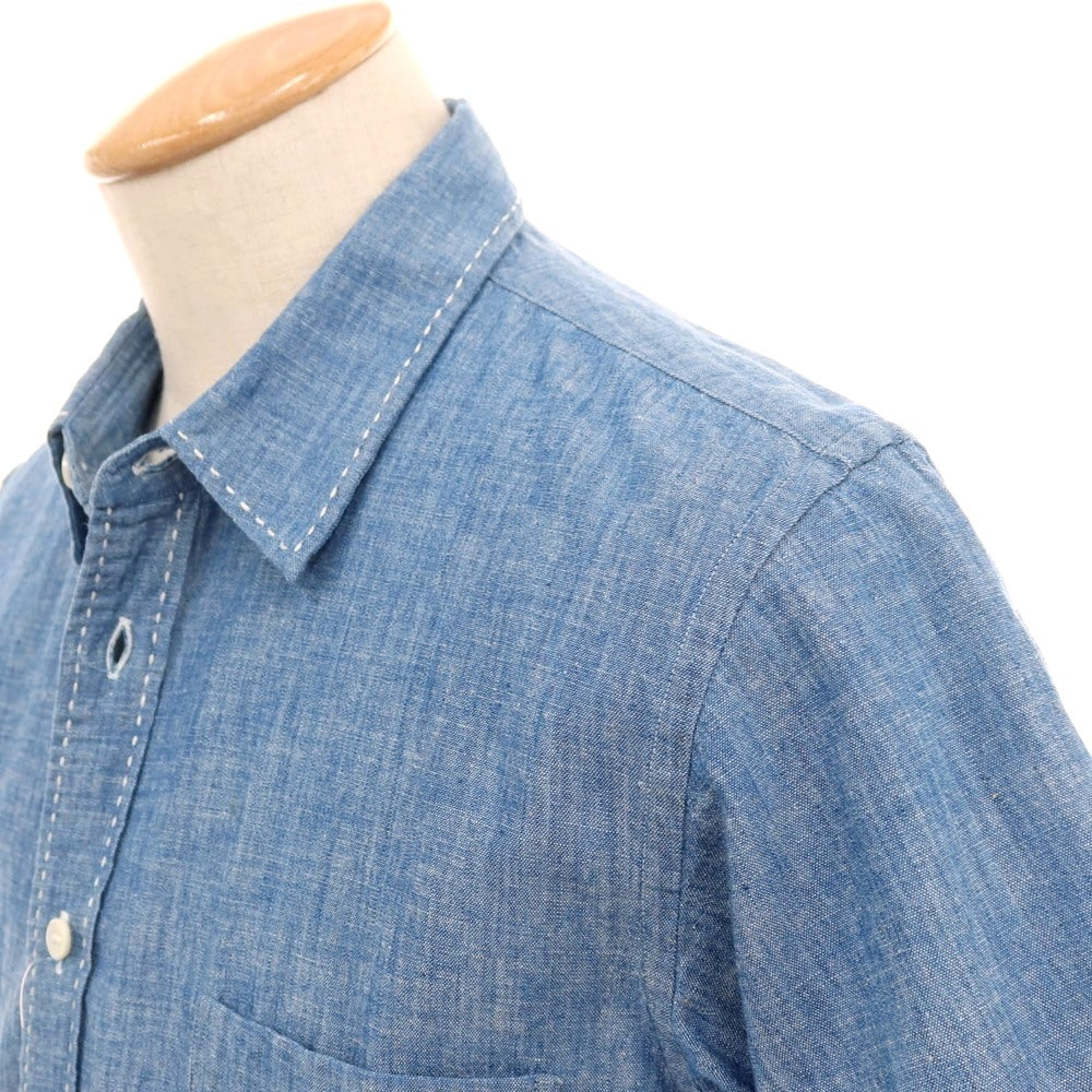 【中古】コムデギャルソン オムドゥ COMME des GARCONS HOMME DEUX 2015年春夏 コットン シャンブレー レギュラーカラー 半袖シャツ ブルー【サイズXS】【 状態ランクC 】【 メンズ 】