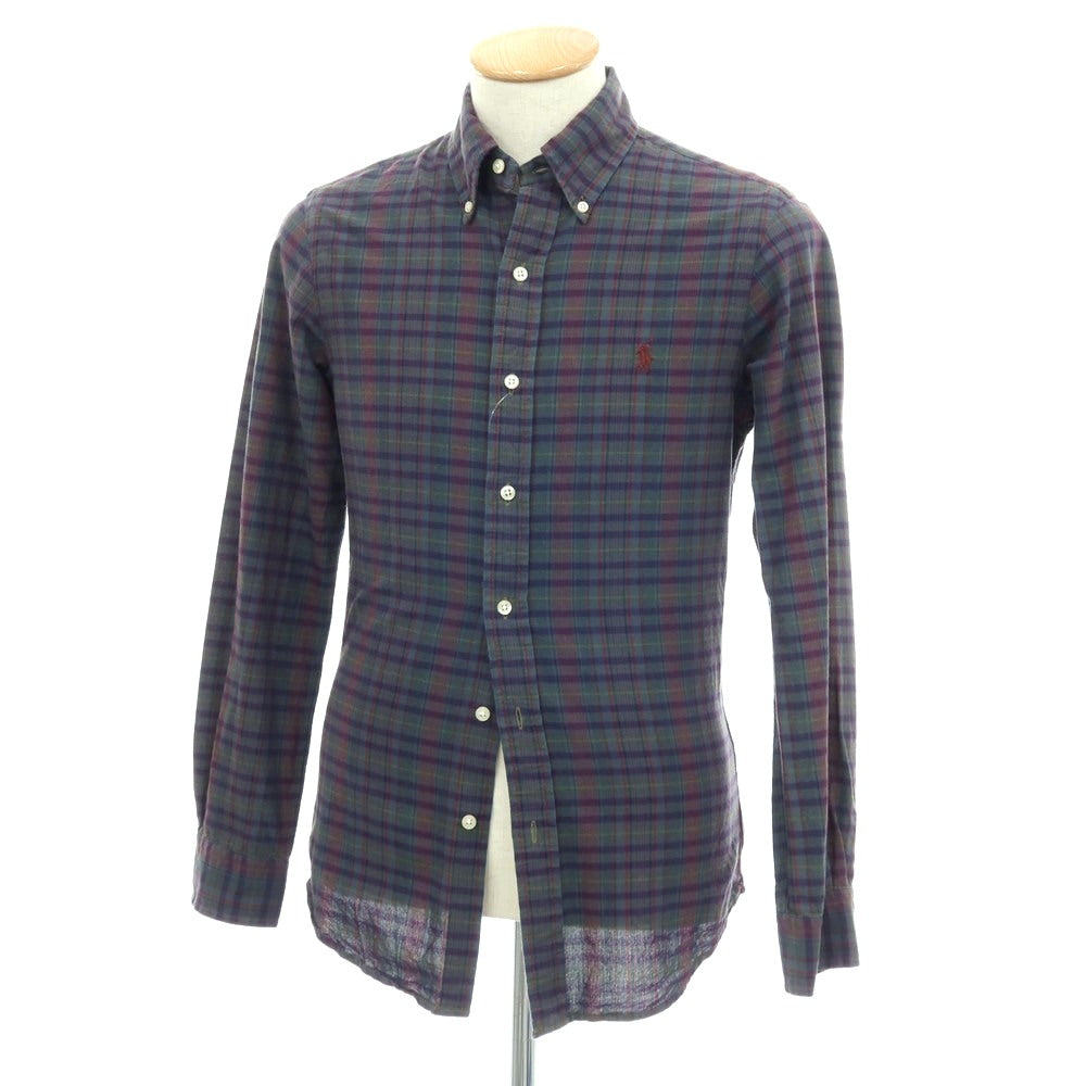 【中古】ラルフローレン RALPH LAUREN コットン チェック ボタンダウン カジュアルシャツ グレーxブラウン【サイズXS】【 状態ランクC 】【 メンズ 】