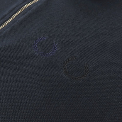 【SALE30%OFF/返品不可】【中古】コムデギャルソン オムドゥ COMME des GARCONS HOMME DEUX × FRED PERRY 2015年秋冬 コットン 鹿の子 ハーフジップ 半袖ポロシャツ ネイビー【 サイズS 】【 状態ランクC 】【 メンズ 】
