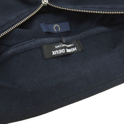 【SALE30%OFF/返品不可】【中古】コムデギャルソン オムドゥ COMME des GARCONS HOMME DEUX × FRED PERRY 2015年秋冬 コットン 鹿の子 ハーフジップ 半袖ポロシャツ ネイビー【 サイズS 】【 状態ランクC 】【 メンズ 】