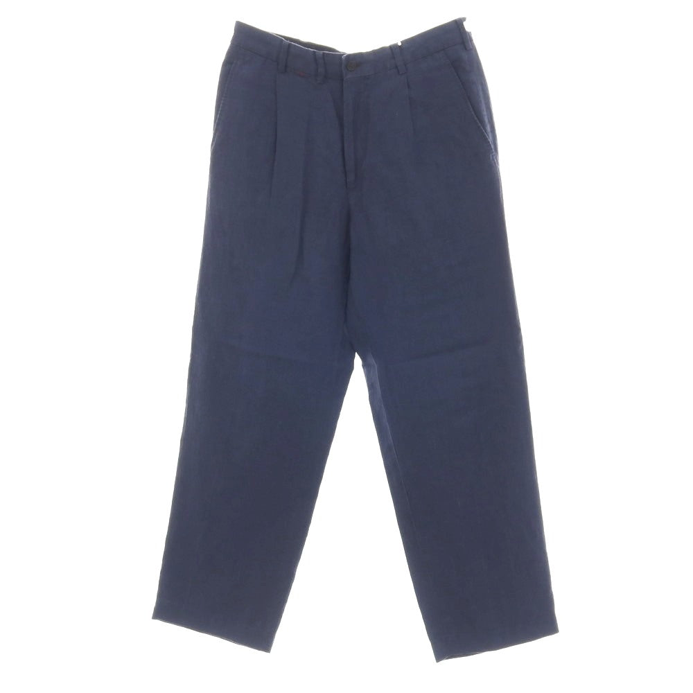 【中古】パパス PAPAS リネン カジュアルスラックスパンツ ネイビー【サイズ46/S】【 状態ランクC 】【 メンズ 】