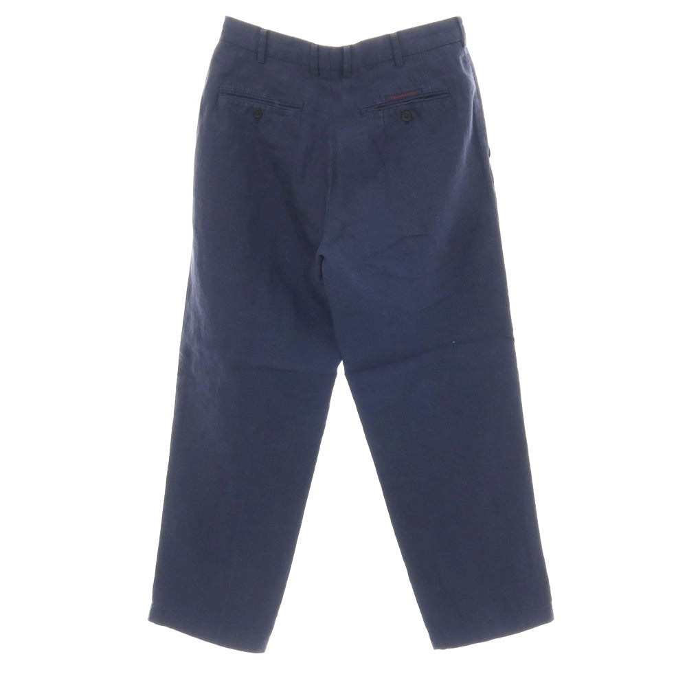 【中古】パパス PAPAS リネン カジュアルスラックスパンツ ネイビー【サイズ46/S】【 状態ランクC 】【 メンズ 】
