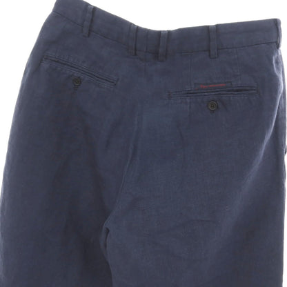 【中古】パパス PAPAS リネン カジュアルスラックスパンツ ネイビー【サイズ46/S】【 状態ランクC 】【 メンズ 】