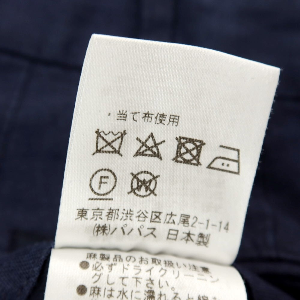 【中古】パパス PAPAS リネン カジュアルスラックスパンツ ネイビー【サイズ46/S】【 状態ランクC 】【 メンズ 】