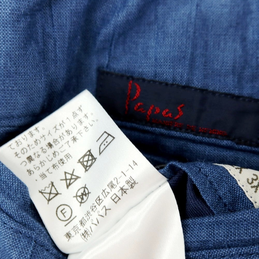【中古】パパス PAPAS リネンコットン ショートパンツ ブルー【サイズ46/S】【 状態ランクB 】【 メンズ 】