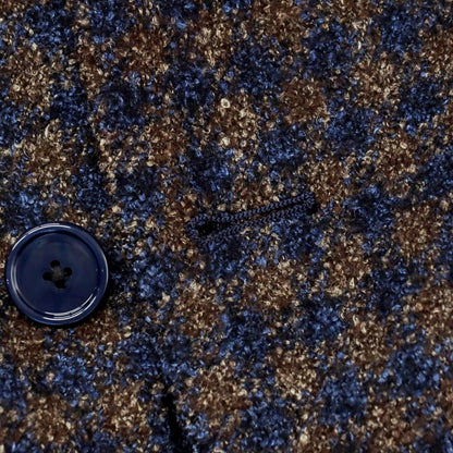 【中古】タリアトーレ TAGLIATORE ウールナイロンシルクリネン チェック 2B テーラードジャケット ブラウンxネイビー【サイズ46】【 状態ランクB 】【 メンズ 】