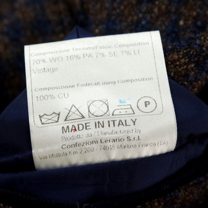 【中古】タリアトーレ TAGLIATORE ウールナイロンシルクリネン チェック 2B テーラードジャケット ブラウンxネイビー【サイズ46】【 状態ランクB 】【 メンズ 】