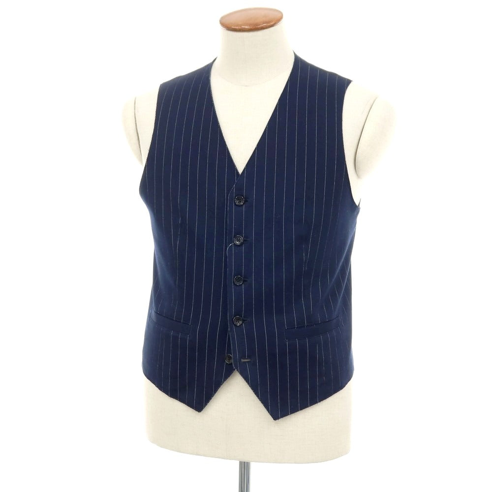 【中古】フォーティーカラッツアンドゴーニーゴ 40ct&amp;525 コットンポリエステル ジャージー ストライプ カジュアル系ジレ ベスト ネイビーxホワイト【サイズ2】【 状態ランクB 】【 メンズ 】