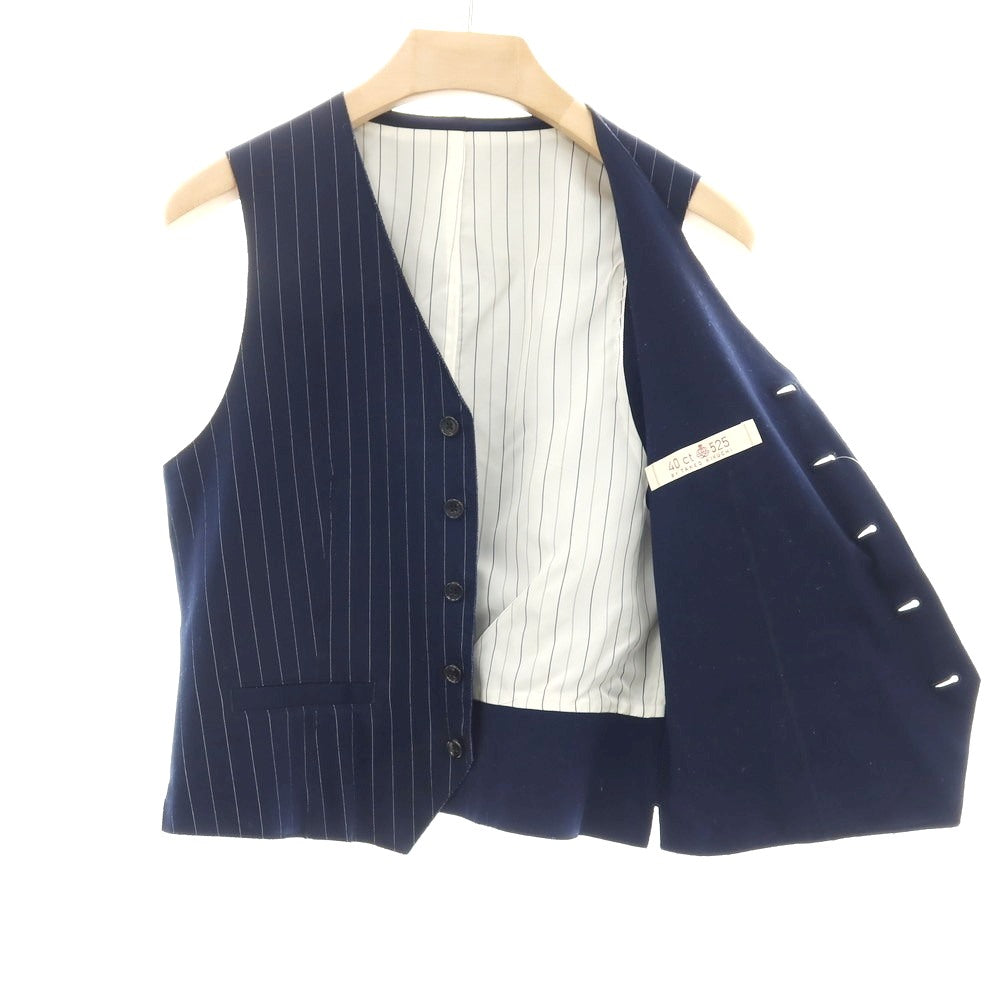 【中古】フォーティーカラッツアンドゴーニーゴ 40ct&amp;525 コットンポリエステル ジャージー ストライプ カジュアル系ジレ ベスト ネイビーxホワイト【サイズ2】【 状態ランクB 】【 メンズ 】