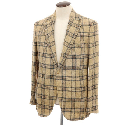 【中古】デペトリロ DE PETRILLO リネンナイロン チェック 3B テーラードジャケット ベージュxグリーン【サイズ50】【 状態ランクB 】【 メンズ 】