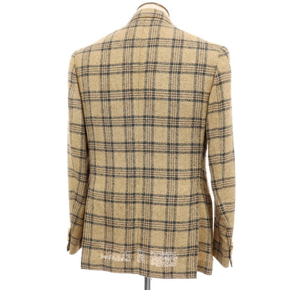 【中古】デペトリロ DE PETRILLO リネンナイロン チェック 3B テーラードジャケット ベージュxグリーン【サイズ50】【 状態ランクB 】【 メンズ 】