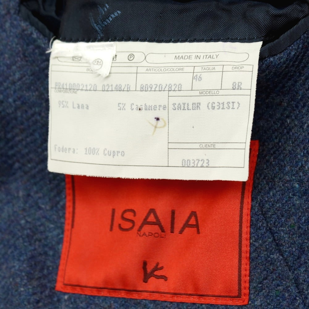 【中古】イザイア ISAIA SAILOR ウールカシミヤ 3B テーラードジャケット ブルー【サイズ46】【 状態ランクB 】【 メンズ 】[APD]