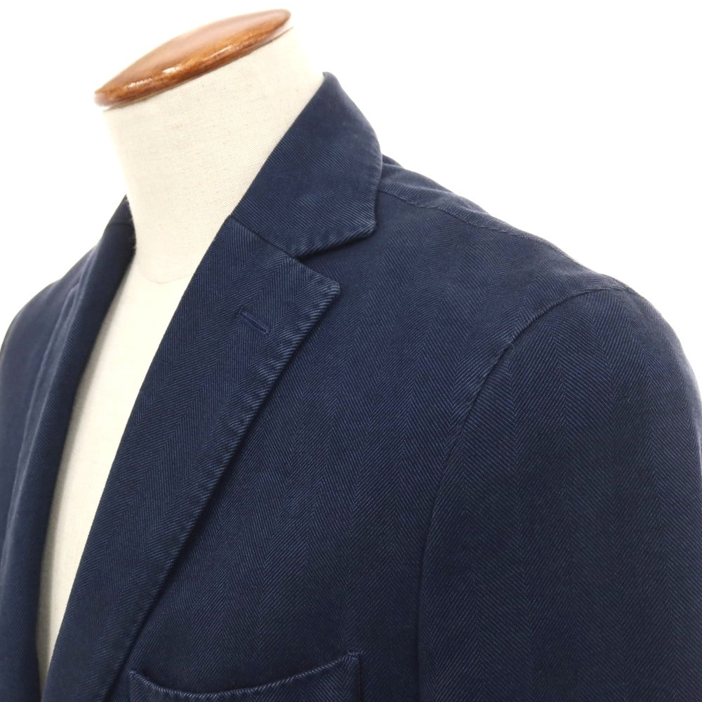 【中古】エルビーエム1911 L.B.M.1911 コットン ヘリンボーン 2B テーラードジャケット ネイビー【サイズ46】【 状態ランクC 】【 メンズ 】
