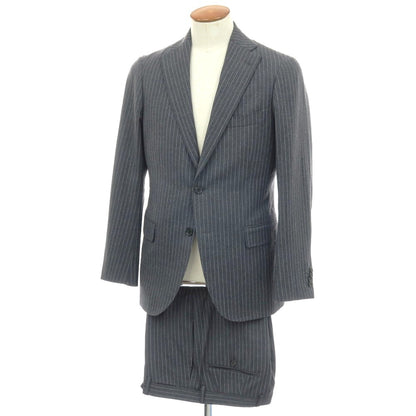 【中古】イセタンメンズ ISETAN MENS ウール ストライプ 2つボタンスーツ グレー【サイズ48】【 状態ランクB 】【 メンズ 】