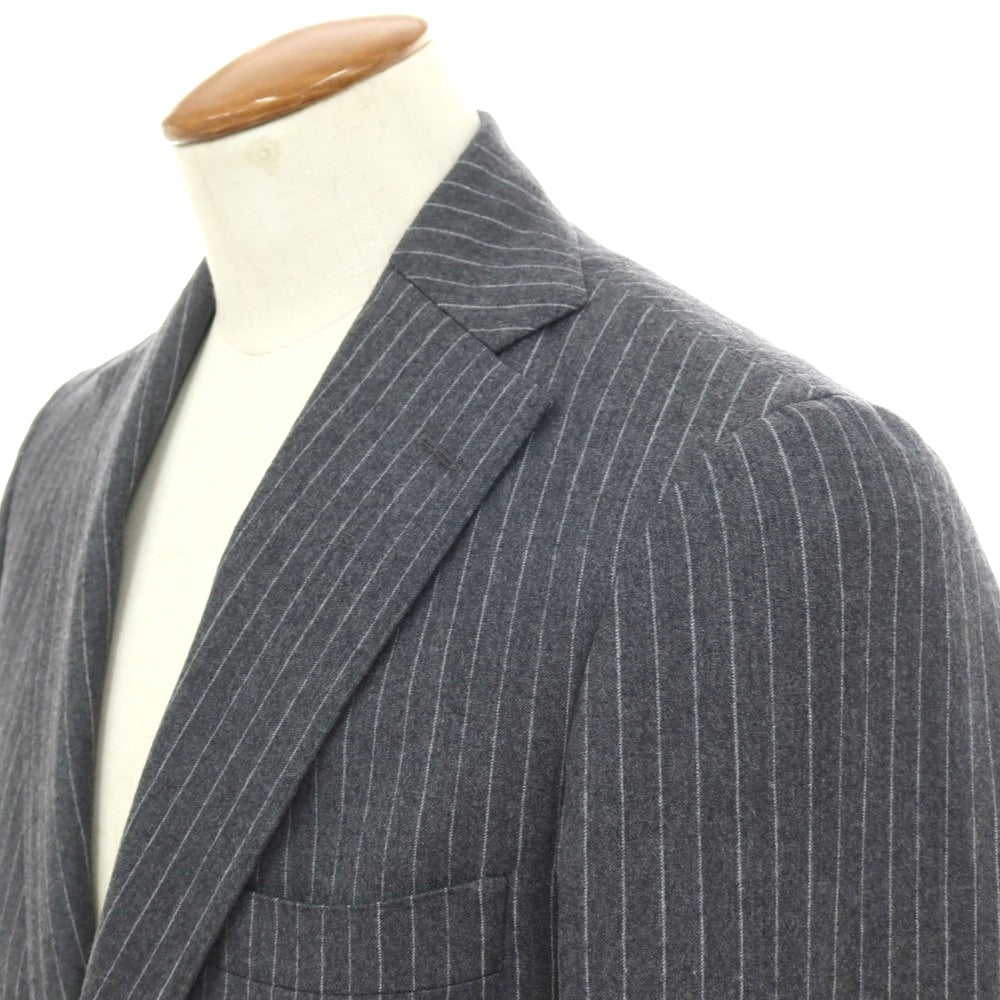 【中古】イセタンメンズ ISETAN MENS ウール ストライプ 2つボタンスーツ グレー【サイズ48】【 状態ランクB 】【 メンズ 】