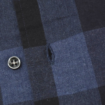 【SALE30%OFF/返品不可】【中古】オリアン ORIAN コットン チェック ホリゾンタルカラー カジュアルシャツ ネイビー【 サイズＭ 】【 状態ランクB 】【 メンズ 】 [APD]