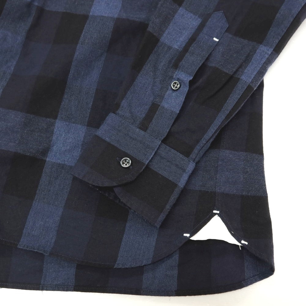 【SALE30%OFF/返品不可】【中古】オリアン ORIAN コットン チェック ホリゾンタルカラー カジュアルシャツ ネイビー【 サイズＭ 】【 状態ランクB 】【 メンズ 】 [APD]