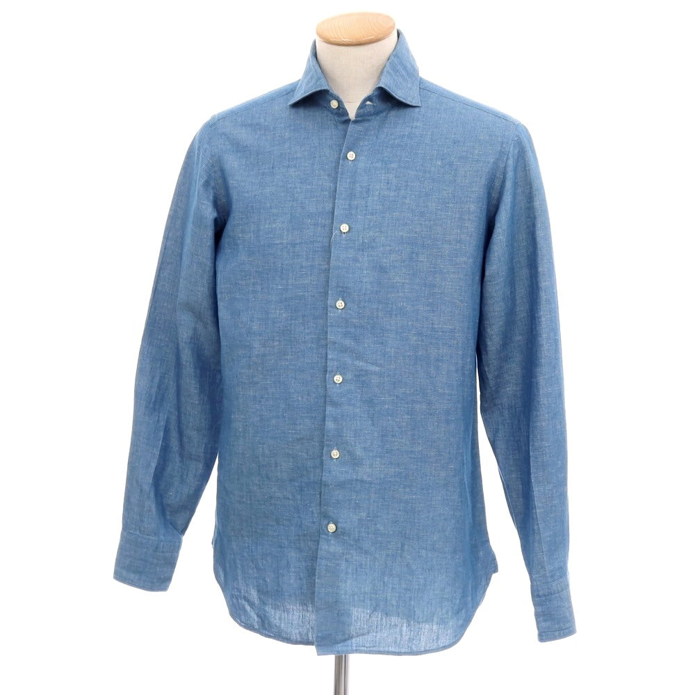 【中古】ジーエムエフ965 MGF965 コットン ワイドカラー カジュアルシャツ ブルー【サイズS】【 状態ランクC 】【 メンズ 】