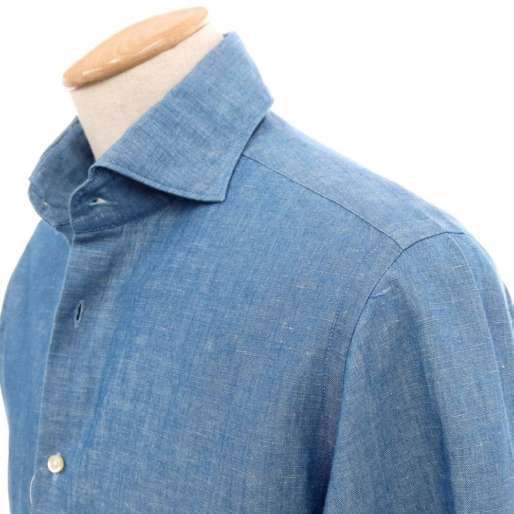 【中古】ジーエムエフ965 MGF965 コットン ワイドカラー カジュアルシャツ ブルー【サイズS】【 状態ランクC 】【 メンズ 】