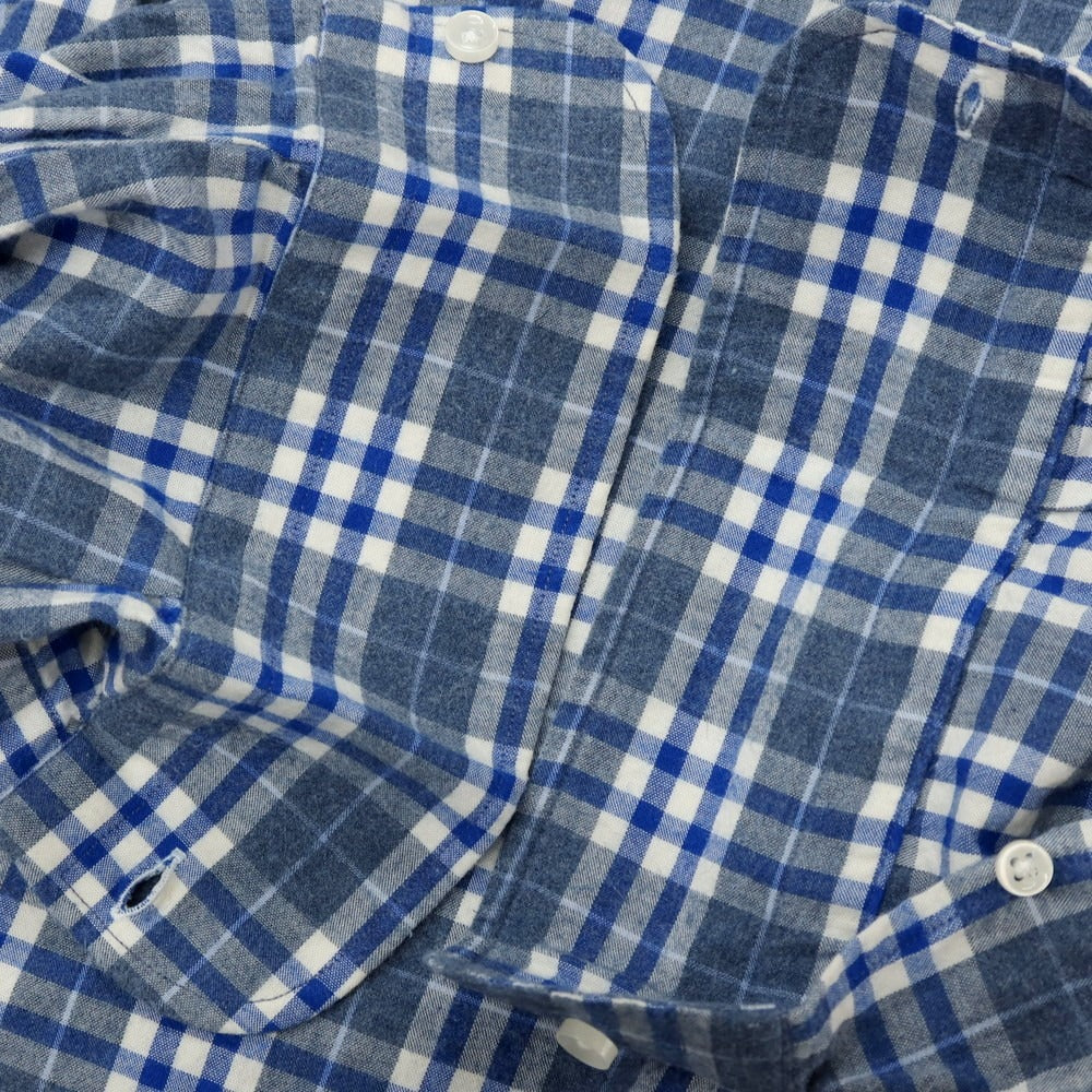 【中古】ビームスエフ BEAMS F コットン チェック ホリゾンタルカラー カジュアルシャツ ネイビーxブルー【サイズM】【 状態ランクC 】【 メンズ 】[APD]
